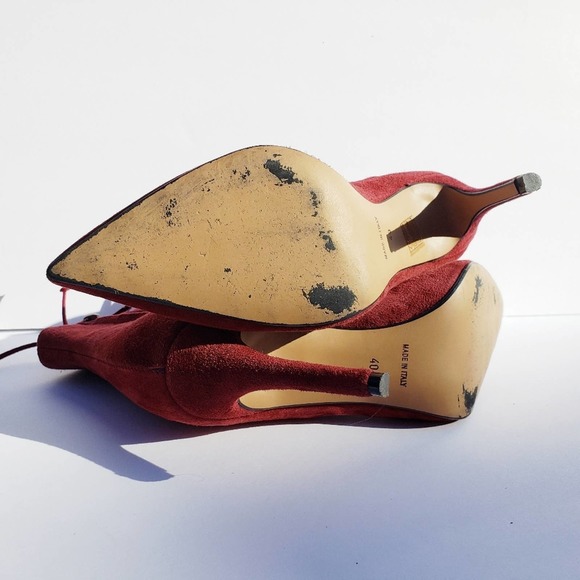 Booties Rust Wine Suede Lace Up Cage Gladiator Heels Sz 9.5 BIANCA DI - Picture 10 of 10